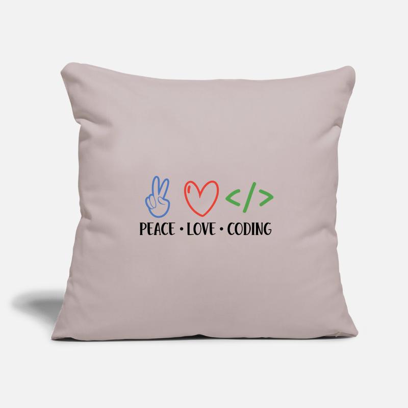 Peace Love Coding Coder Software Developer Program Sofakissenbezug 45 x 45 cm