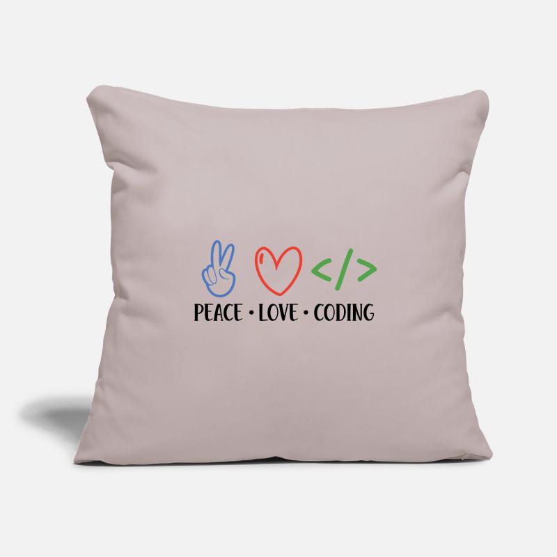 Peace Love Coding Coder Software Developer Program Sofakissenbezug 45 x 45 cm