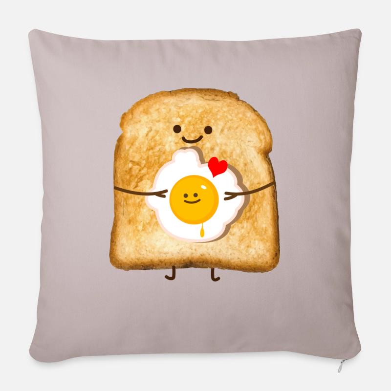 Toast und Ei - Sofakissenbezug 45 x 45 cm - helles Taupe