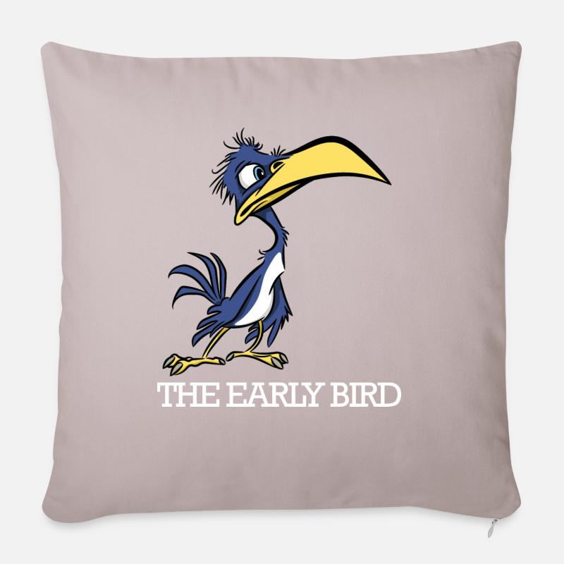 L’oiseau précoce attrape le ver - Housse de coussin décorative 45 x 45 cm - taupe clair