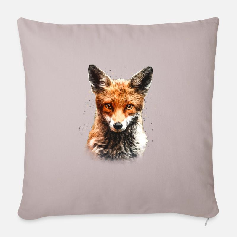 Fuchs mit Farbklecksen - Sofakissenbezug 45 x 45 cm - helles Taupe