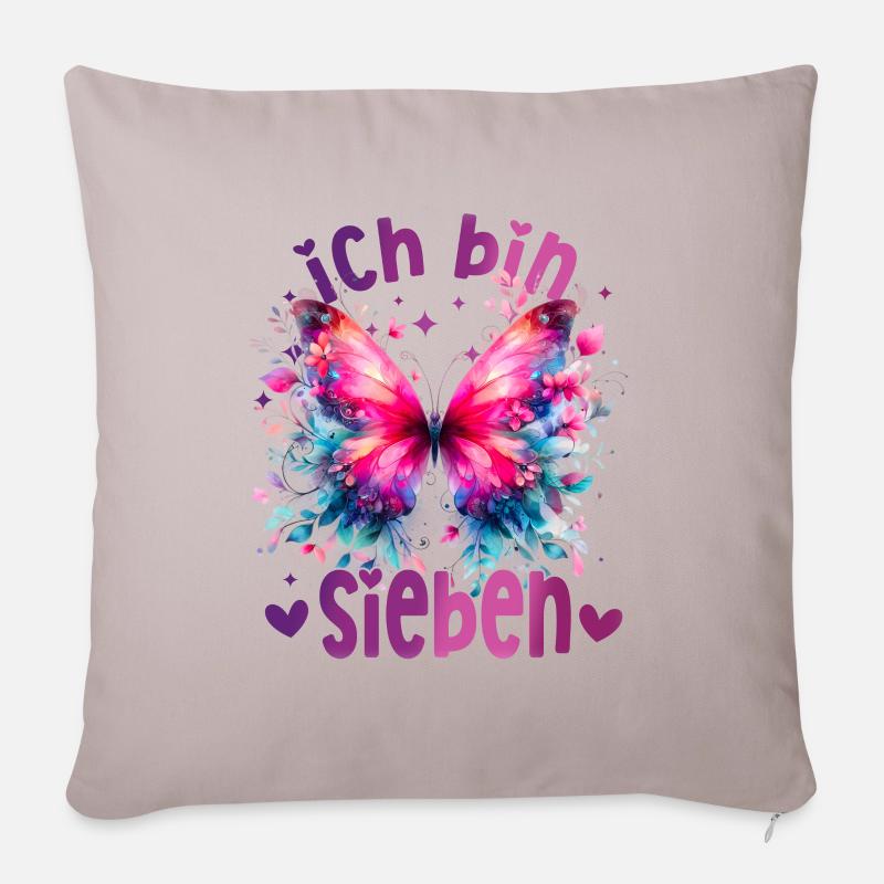 Geburtstag 7 Mädchen Schmetterling Party 7 Jahre a - Sofakissenbezug 45 x 45 cm - helles Taupe