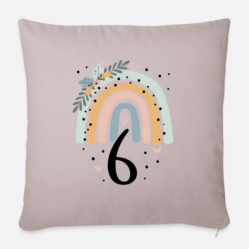 Geburtstag 6 Mädchen Regenbogen Sechs Party 6 - Sofakissenbezug 45 x 45 cm - helles Taupe