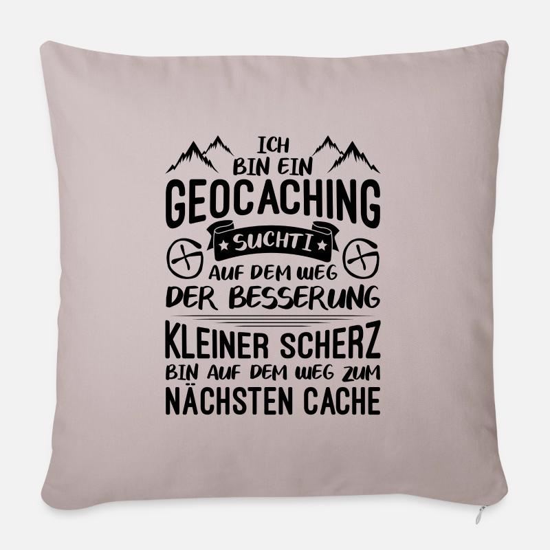 Geocaching Suchti Geocacher GPS Geocachen Cache - Sofakissenbezug 45 x 45 cm - helles Taupe