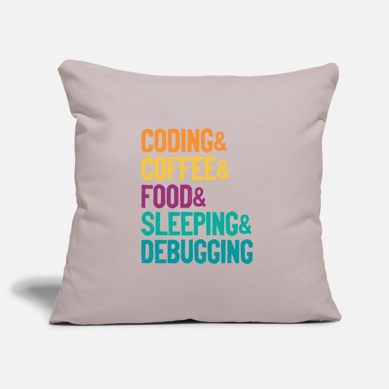 Coding Coffee Food Sleeping Debbuging Programmer C Sofakissenbezug 45 x 45 cm
