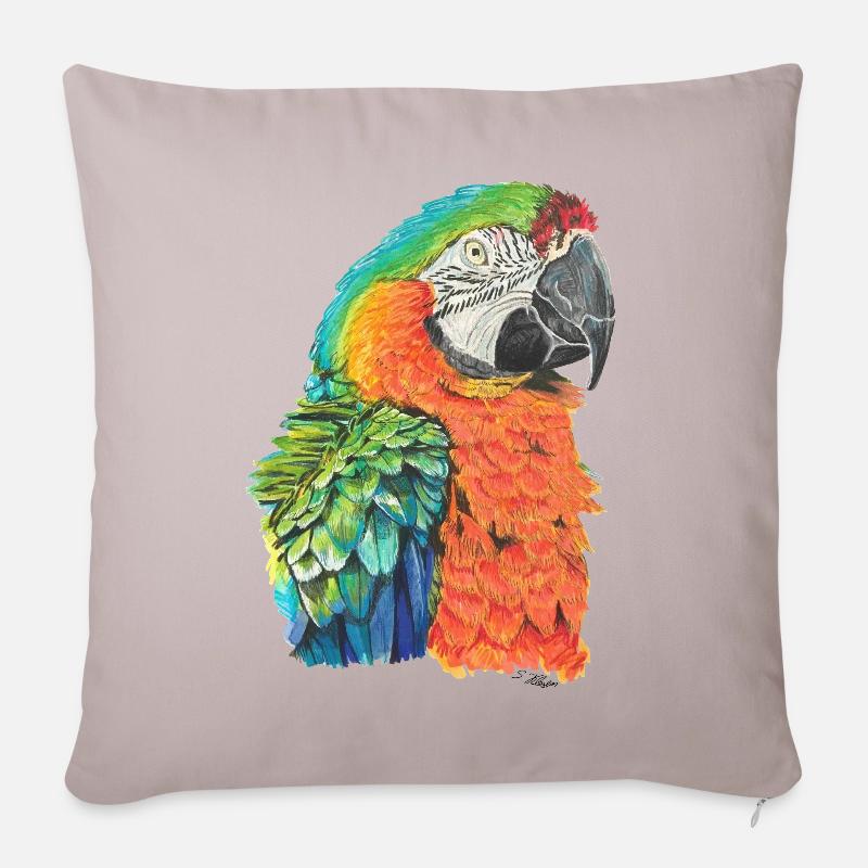 Papagei Ara macaw Paradiesvogel - Sofakissenbezug 45 x 45 cm - helles Taupe