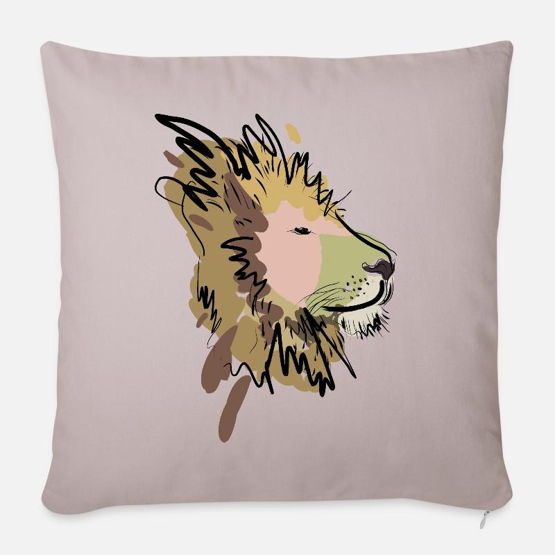 Löwe - Sofakissenbezug 45 x 45 cm - helles Taupe