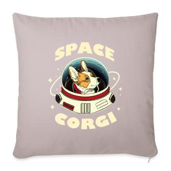 Space Corgi chien amoureux chiot - Housse de coussin décorative 45 x 45 cm - taupe clair - Devant