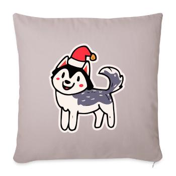 Noël Husky Chien Malamute - Housse de coussin décorative 45 x 45 cm - taupe clair - Devant