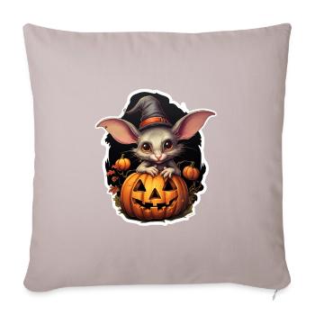 Halloween Nagetier mit Hexenhut und Kürbis - Sofakissenbezug 45 x 45 cm - helles Taupe - Vorne