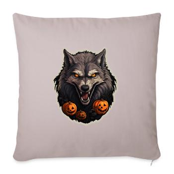 Halloween Wolf mit Kürbis - Sofakissenbezug 45 x 45 cm - helles Taupe - Vorne