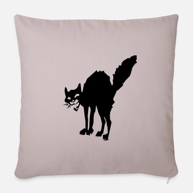 schwarze Katze I Antifa I Anarchy cat I Sab Cat - Sofakissenbezug 45 x 45 cm - helles Taupe