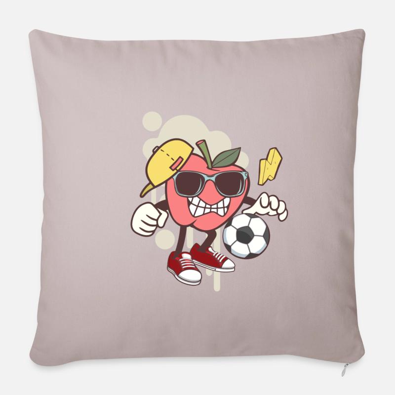 Fußball Apfel - Sofakissenbezug 45 x 45 cm - helles Taupe