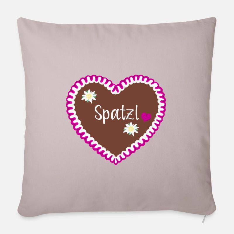 Lebkuchenherz Spatzl - Sofakissenbezug 45 x 45 cm - helles Taupe