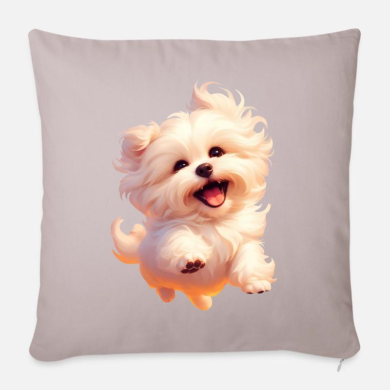 🐾 Malteser Welpe 3 🐾 - Sofakissenbezug 45 x 45 cm - helles Taupe