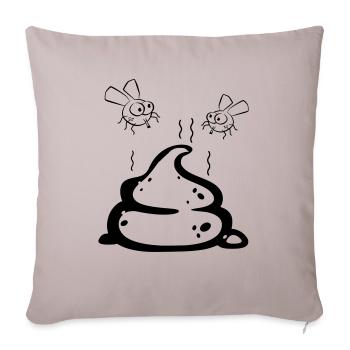 Scheisse mit Fliegenpaar - Sofakissenbezug 45 x 45 cm - helles Taupe - Vorne