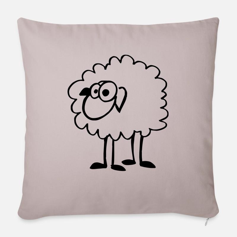 Mouton drôle - Housse de coussin décorative 45 x 45 cm - taupe clair