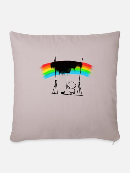 rainbow paint humanity earth revolution - Sofakissenbezug 45 x 45 cm - helles Taupe