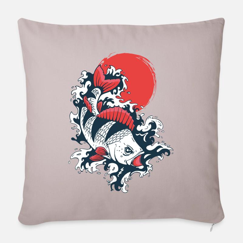 Barsch auf japanisch - Anglershirt - Sofakissenbezug 45 x 45 cm - helles Taupe