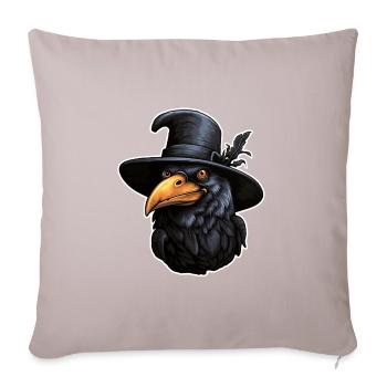 Corneille d’Halloween avec chapeau - Housse de coussin décorative 45 x 45 cm - taupe clair - Devant