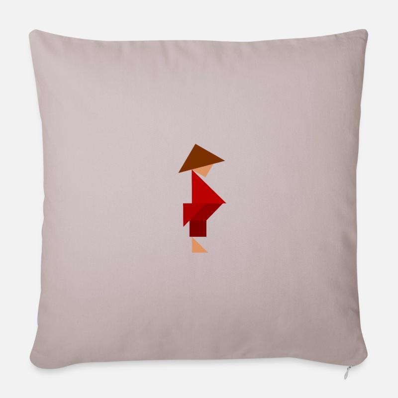Samurai - Tangram - Sofakissenbezug 45 x 45 cm - helles Taupe