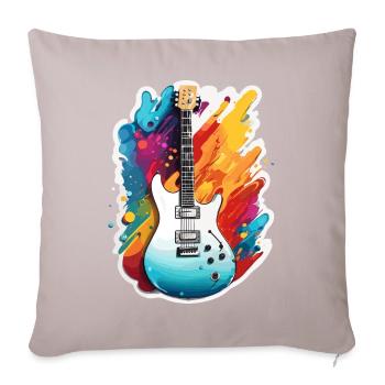 Rock n roll / Guitare / Musique / Instrument - Housse de coussin décorative 45 x 45 cm - taupe clair - Devant
