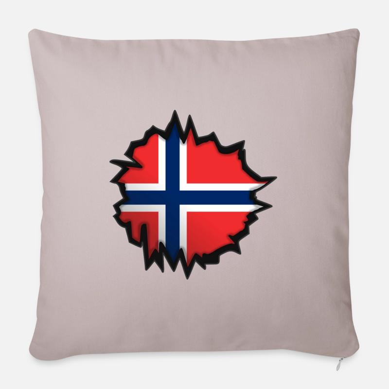 Norwegen Flagge in einem Loch - Sofakissenbezug 45 x 45 cm - helles Taupe