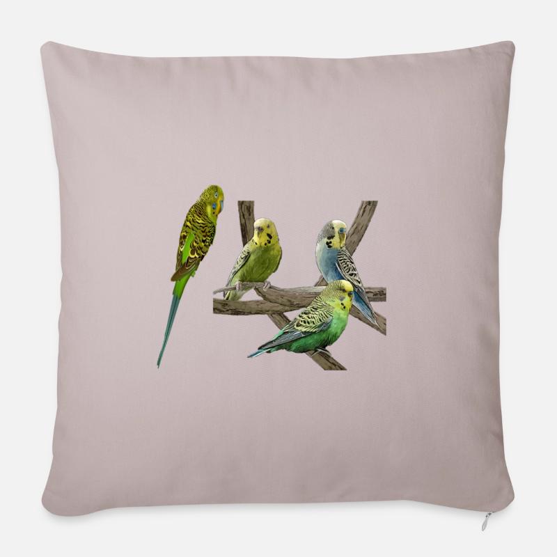 Perruches ondulées - Housse de coussin décorative 45 x 45 cm - taupe clair