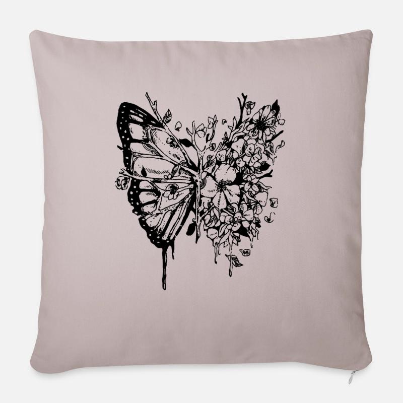 Branches d’arbres papillon - Housse de coussin décorative 45 x 45 cm - taupe clair