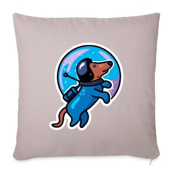 Teckel Cosmonaute amoureux des chiens Teckel - Housse de coussin décorative 45 x 45 cm - taupe clair - Devant