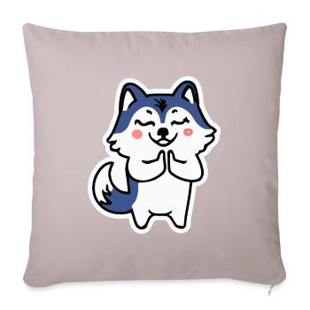Husky Namaste Dog Cadeau Malamute - Housse de coussin décorative 45 x 45 cm - taupe clair - Devant