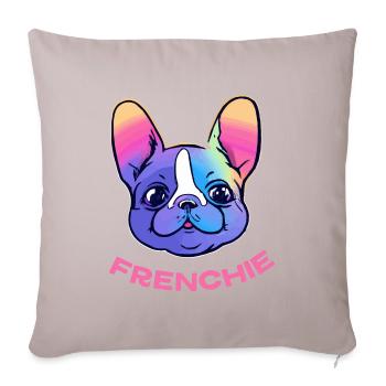 Frenchie Rainbow Französische Bulldogge Hund - Sofakissenbezug 45 x 45 cm - helles Taupe - Vorne
