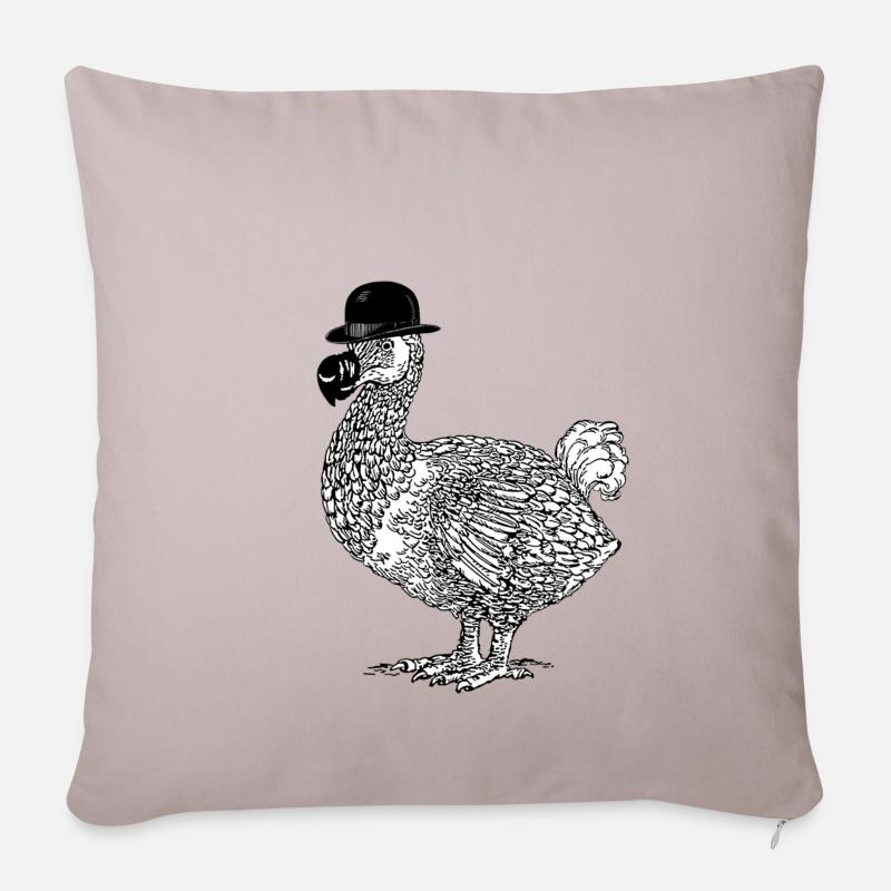 Dodo avec chapeau - Housse de coussin décorative 45 x 45 cm - taupe clair