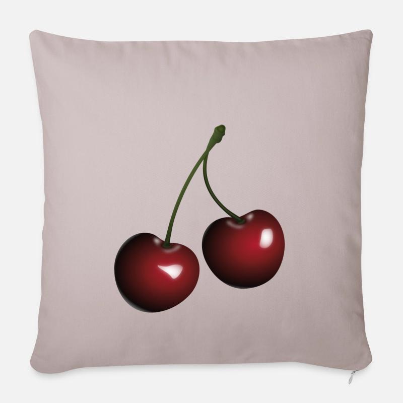 cerises - Housse de coussin décorative 45 x 45 cm - taupe clair