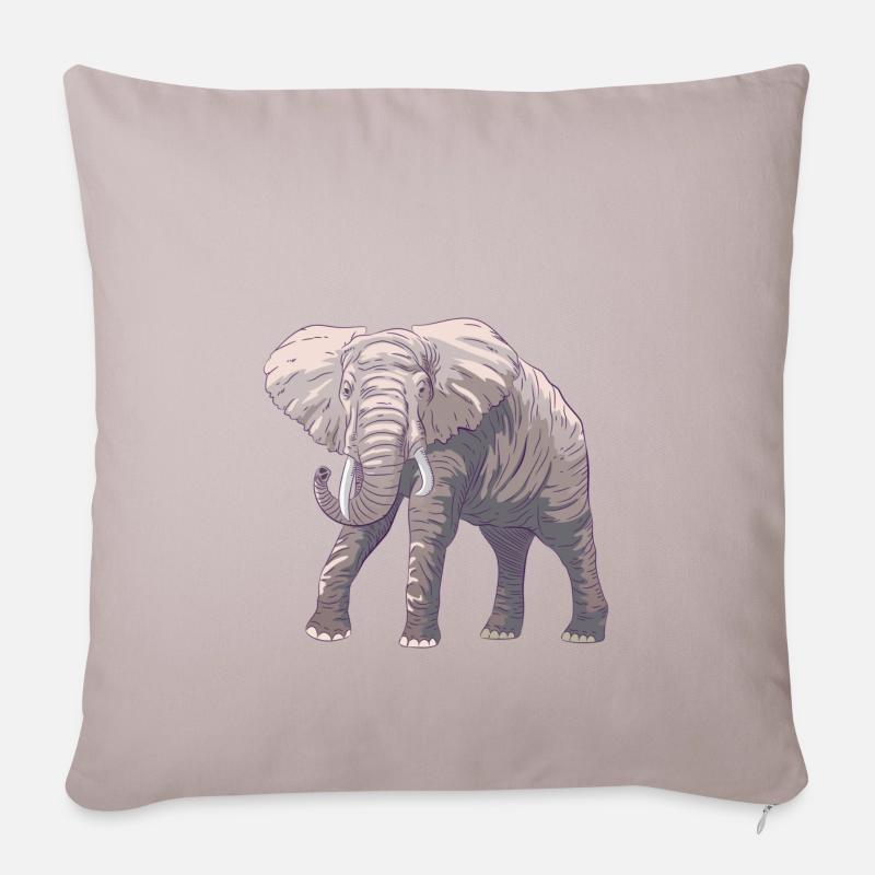 Elefant - Sofakissenbezug 45 x 45 cm - helles Taupe