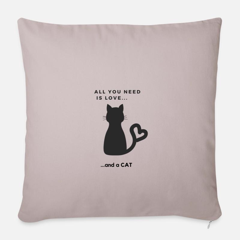 Süßes Katzen Design - Sofakissenbezug 45 x 45 cm - helles Taupe