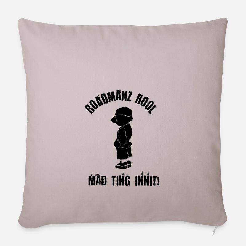 Roadmanz Rool - Mad Ting Innit - Schwarz - Sofakissenbezug 45 x 45 cm - helles Taupe