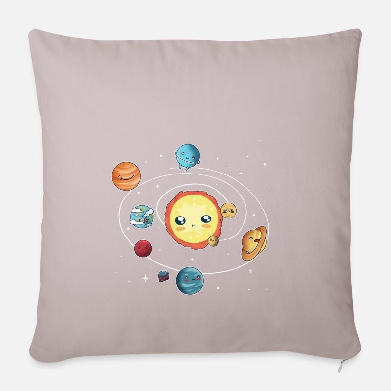 das Sonnensystem - Sofakissenbezug 45 x 45 cm - helles Taupe