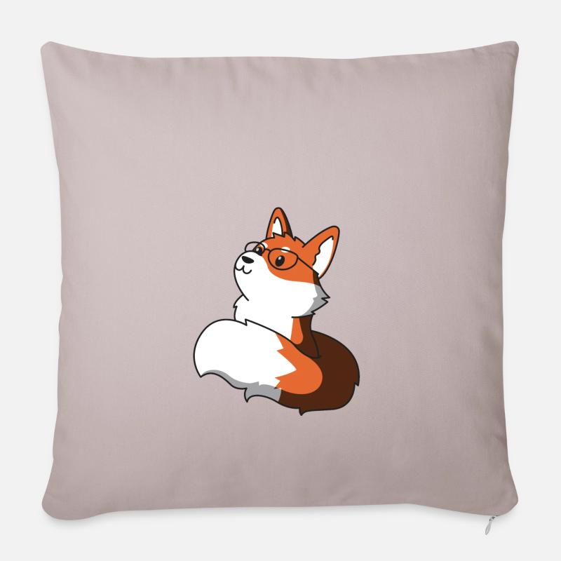renard avec des lunettes idée cadeau idée nerd - Housse de coussin décorative 45 x 45 cm - taupe clair