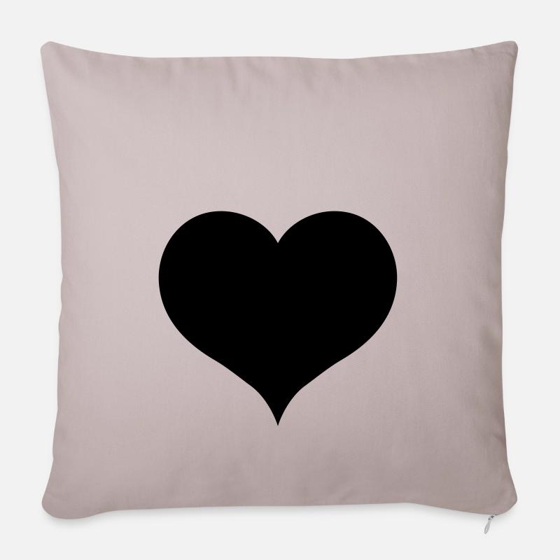 Coeur noir - Housse de coussin décorative 45 x 45 cm - taupe clair