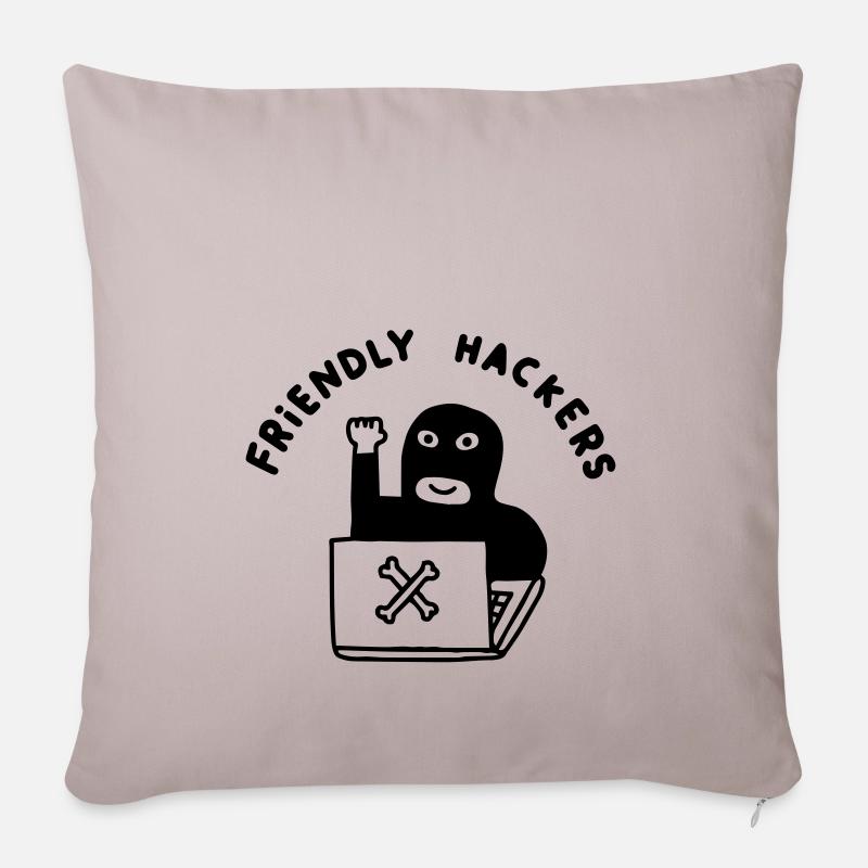Friendly Hackers Club - Housse de coussin décorative 45 x 45 cm - taupe clair