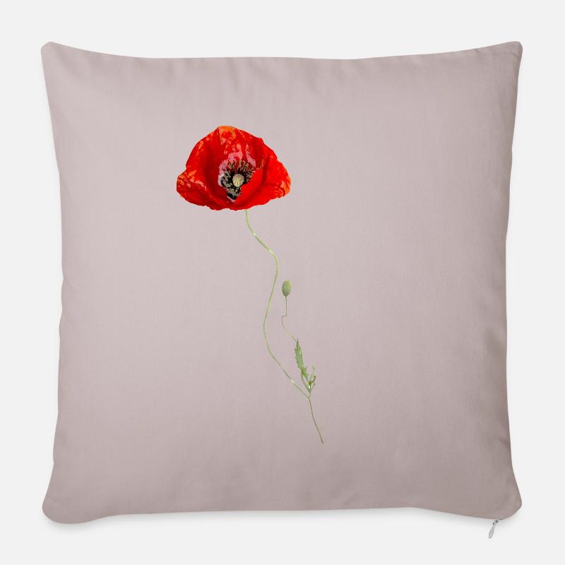 Mohnblume - Sofakissenbezug 45 x 45 cm - helles Taupe