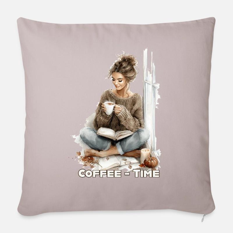 Kaffeezeit 1 - Sofakissenbezug 45 x 45 cm - helles Taupe