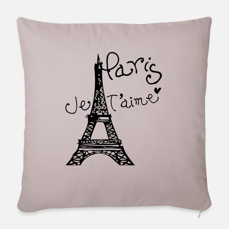 Paris Je T'aime Tour Eiffel - Housse de coussin décorative 45 x 45 cm - taupe clair