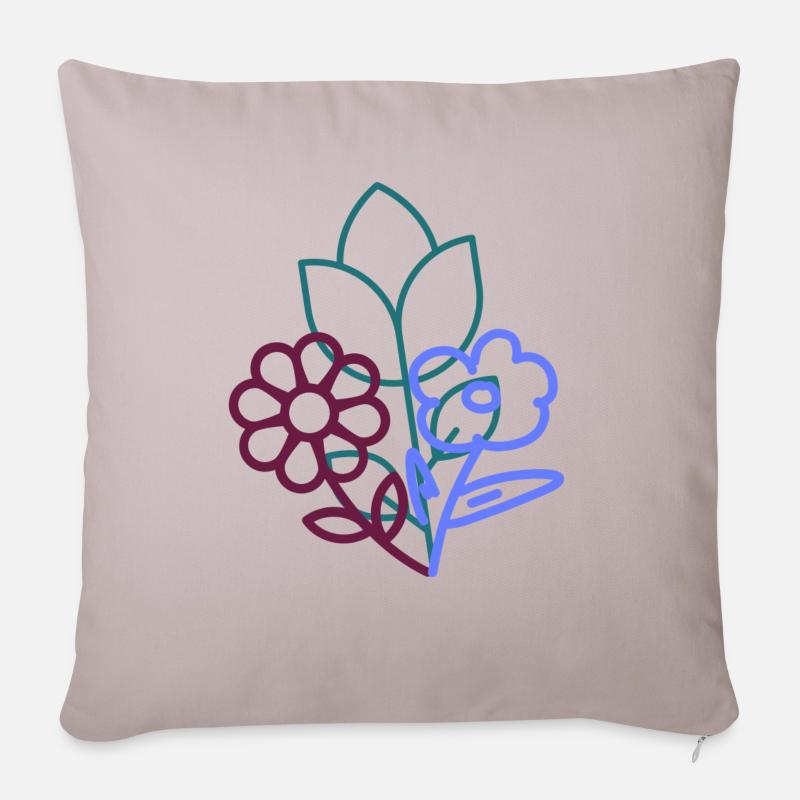 Flower Power - Sofakissenbezug 45 x 45 cm - helles Taupe
