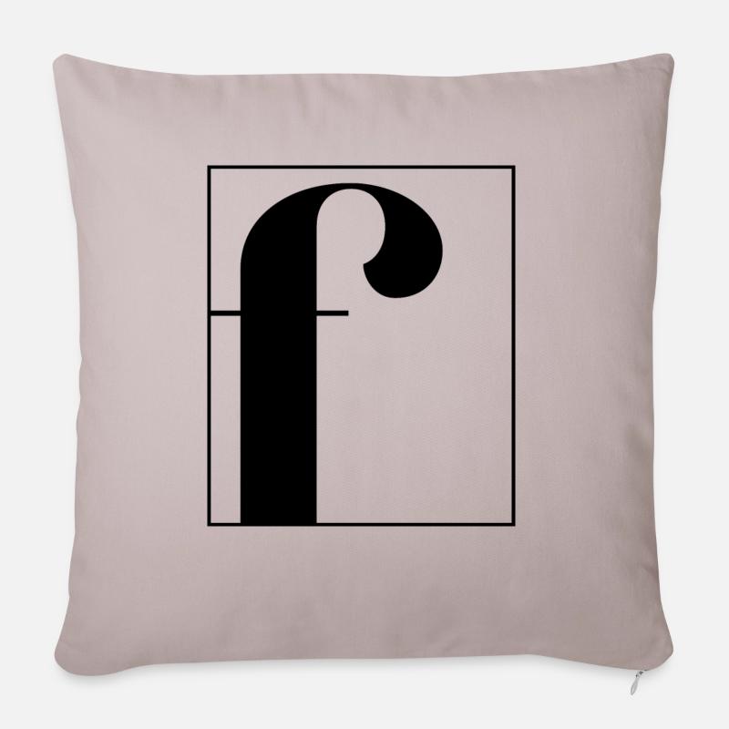 Buchstaben-Alphabet f - Sofakissenbezug 45 x 45 cm - helles Taupe
