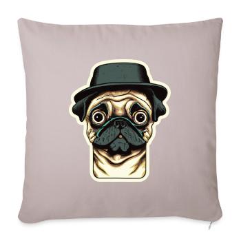 Carlin avec chapeau Amoureux des chiens - Housse de coussin décorative 45 x 45 cm - taupe clair - Devant