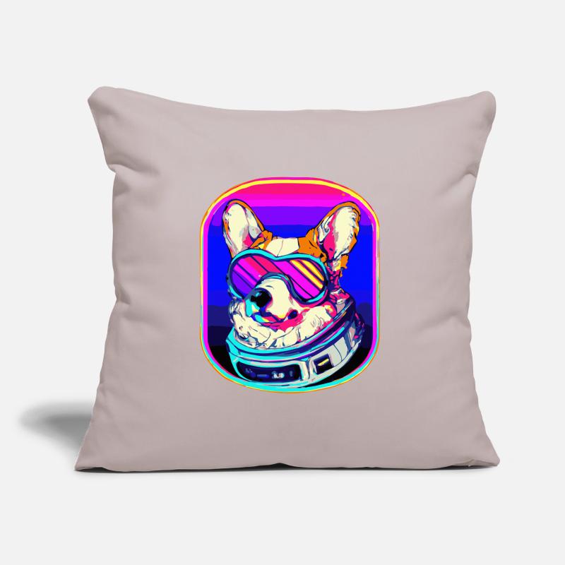 Futuristic Corgi Synthwave Dog Welsh Sofa pillowcase 17,3'' x 17,3'' (45 x 45 cm)
