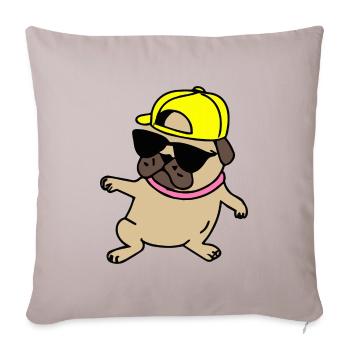 Rapper Pug Dog Puppy - Sofa pillowcase 17,3'' x 17,3'' (45 x 45 cm) - light taupe - Front