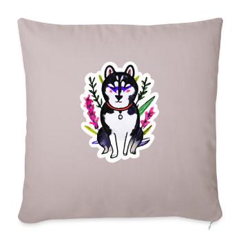 Botanique Husky Dog Gift Malamute - Housse de coussin décorative 45 x 45 cm - taupe clair - Devant